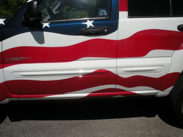 Driver side front door of Flag Jeep