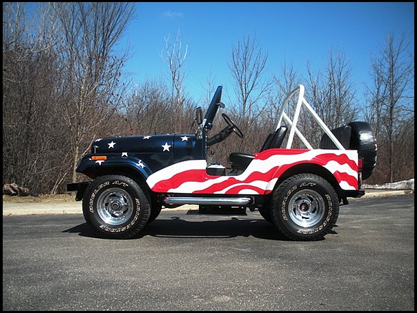 Driver side of CJ-5 Flag Jeep