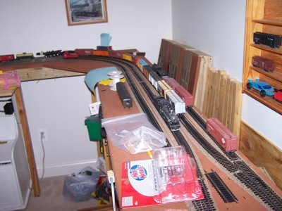Picture of staging yard and the switches that connect to the landmass