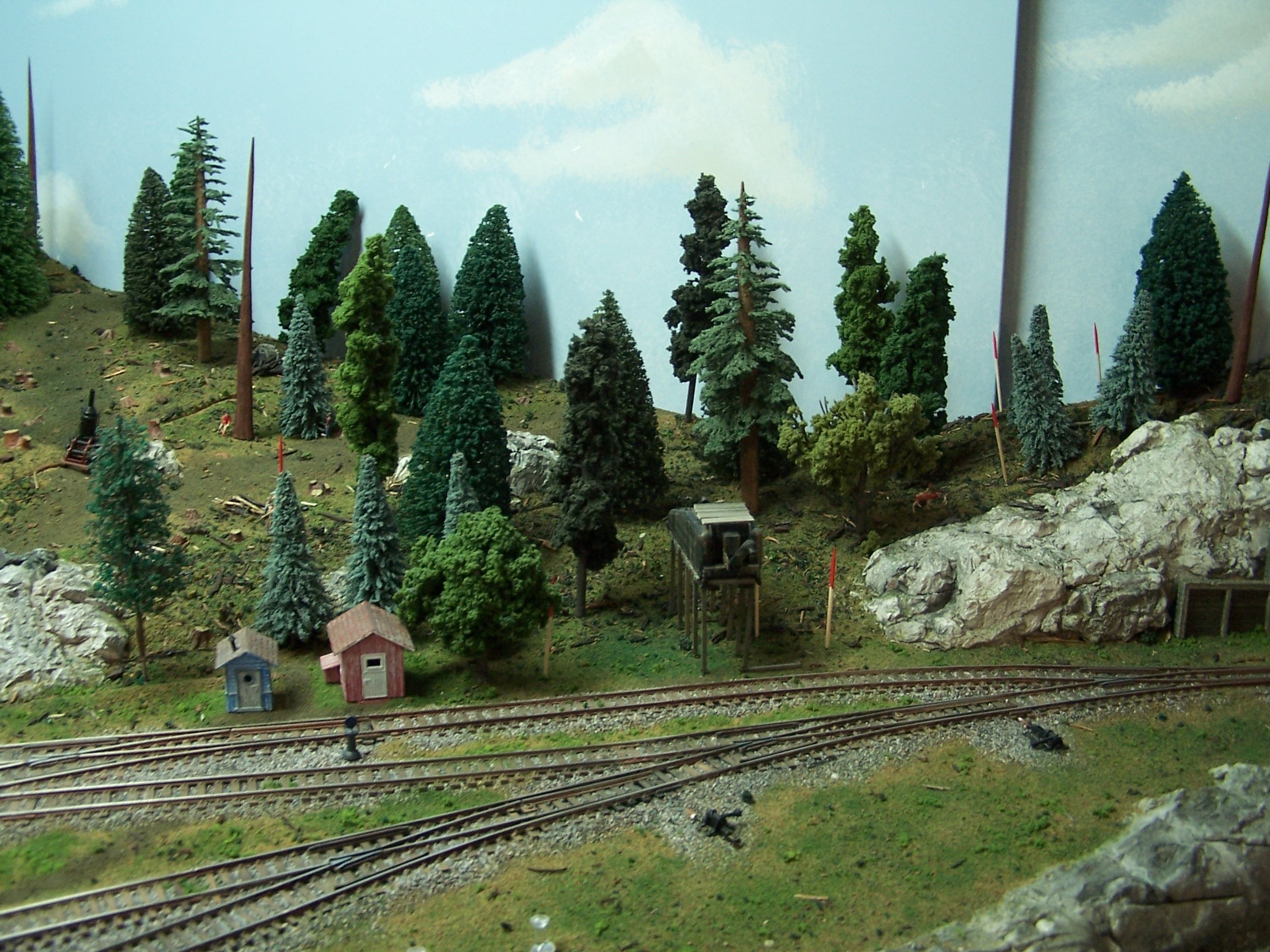 Picture of scratch built water tower in logging camp